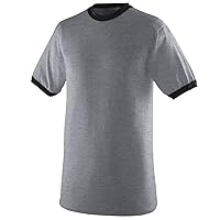 Augusta Sportswear Ringer T-Shirt, Small, Athletic HTHR/Black