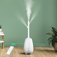 Humidifiers for Bedroom Large Room Home, 5L Top Fill Cool Mist Ultrasonic Humidifier for Baby Plants, Smart Humidistat Mode, Essential Oil Diffuser, Sleep Mode, Auto Off and Ultra Quiet, White