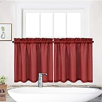 Kitchen Tier Curtains 36 Inch, Waffle Weave Textured Tailored Short Curtains for Bathroom Waterproof Window Covering Kitchen Cafe Curtains - 30