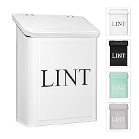 Calindiana Modern Farmhouse Metal Magnetic Lint Bin for Laundry Room Decor and Accessories with Lid and Laundry Room Organization and Storage Wall Mount Space Saving Washer and Dryer Trash Can, White
