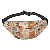Postal Stationery Print Fanny Packs for Women Men Crossbody Waist Bag Waterproof Belt Bag with Adjustable Strap