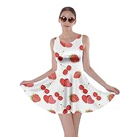 CowCow Womens Summer Avocado Coconut Papaya Lemon Strawberry Fruits Vegetables Skater Dress, XS-5XL