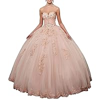 Women's Sweetheart Quinceanera Dresses Lace Appliques Princess Prom Party Gowns