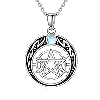 YFN Pentagram Necklace Sterling Silver Crescent Moon Pentacle Necklace Pegan Wiccan Pentagram Pendant Necklace Witchy Jewelry for Women Teens Girl