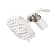 KOHLER Aquifer Filtered Shower Head Attachment, Filtration System Attaches to Most Existing Shower Heads and Shower Arms, Reduces Chlorine, Odor, and Controls Scale, Vibrant Brushed Nickel, R24612-BN