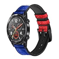 CA0541 Haiti Flag Leather & Silicone Smart Watch Band Strap for Wristwatch Smartwatch Smart Watch Size (22mm)