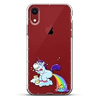 Happy Pooping Unicorn | Luxendary Air Series Clear Silicone Case with 3D printed design and Air-Pocket Cushion Bumper for iPhone XR (new 2018/2019 model with 6.1