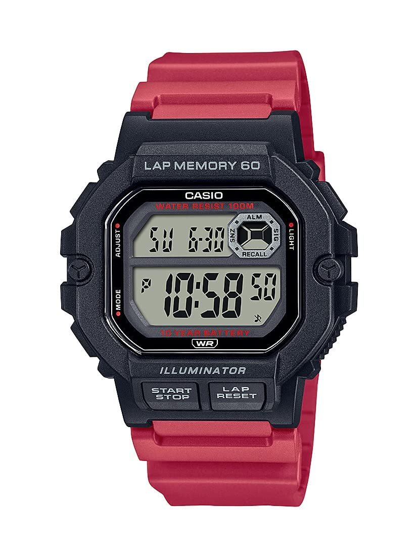 Casio LED Illuminator 10-Year Battery Men's Digital Sports Watch 60-Lap Memory Model: WS-1400H-4AV, Black (WS1400H-4AV)