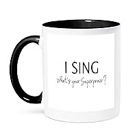 3dRose Superpower-Funny Singing Love Gift For Singers Two Tone Mug, 1 Count (Pack of 1), Black
