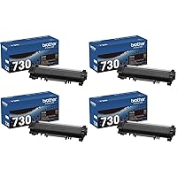 Brother Genuine Black Toner Cartridge 4-Pack, TN730, Replacement Black Toner, Page Yield Up to 1,200 Pages Each
