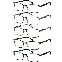 Men Reading Glasses Blue Light Blocking, Lightweight Mens Metal Readers with Spring Hinge Anti Glare Eyeglasses