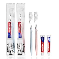 100 pcs Disposable Toothbrushes with Toothpaste Individually Wrapped, 2 Color Toothbrushes and Toothpaste 10g, Bulk Toothbrushes Toothpaste for Homeless,Airbnb,Hotel,Guest