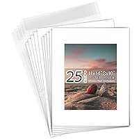 Golden State Art, Acid Free, Pack of 25, 11x14 White Picture Mats Mattes with White Core Bevel Cut for 8x10 Photo + Backing + Bags