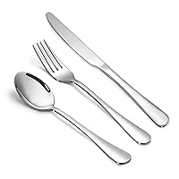 18PCS Dinner Set combo with 6 Dinner Knives, 6 Dinner Forks, 6 Dinner Spoons, Food Grade Stainless Steel Silverware Set for Home, Kitchen and Restaurant, Mirror Polished& Dishwasher Safe