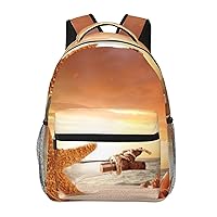 Yellow Starfish Printed Lightweight Backpack Travel Laptop Bag Gym Backpack Casual Daypack