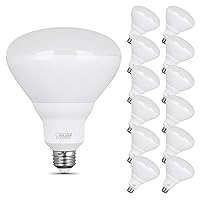 Feit Electric BR40 LED Light Bulbs, 65W Equivalent, Dimmable, E26 Medium Base, 850 Lumens, 3000K Bright White, 120V, 90 CRI, 22.8 Years Lifetime, Frosted Bulbs, Damp Rated, 12 Pack, BR40DM/930CA/2/6