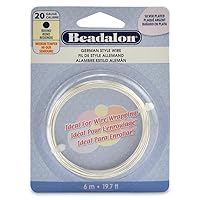 Beadalon German Style Wire for Jewelry Making, Round, Silver Plated, 20 Gauge, 19.7 ft