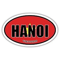 3 Pack 2x3 inches | Hanoi Vietnam Flag Oval Sticker Construction Toolbox, Hardhat, Lunchbox, Helmet, Mechanic, Luggage