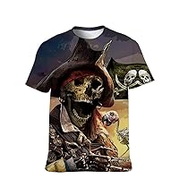 Mens Novelty-Graphic T-Shirt Cool-Tees Funny-Vintage Short-Sleeve Crazy Skull Hip Hop: Youth Boyfriend Unique Roommate Gifts