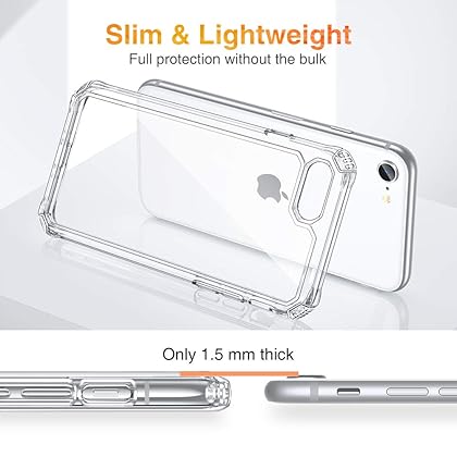 ESR Air Armor Case, Compatible with iPhone SE (2022) Case, iPhone SE (2020) and iPhone 8, Military-Grade Drop Protection, Shock-Absorbing Corners, Yellowing Resistant, for iPhone SE 3/2 Case, Clear