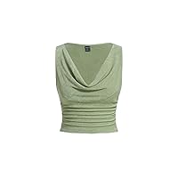 Draped Collar Ruched Tank Top