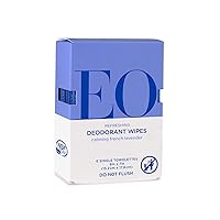 EO Natural Deodorant Wipes, 6 Wipes (Pack of 12), French Lavender, Organic Plant-Based with Pure Essential Oils