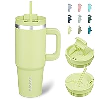 BJPKPK Tumbler With Handle And Straw 30oz Insulated Tumbler Cups With Lid Stainless Steel Travel Coffee Mug,Macaron Green