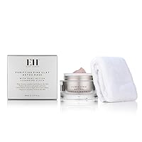 Emma Hardie Purifying Pink Clay Detox Mask with Dual Action Cleansing Cloth, Clay Face Mask with Microfiber Makeup Remover Cloth with Moringa, Vitamin C, and Vitamin E