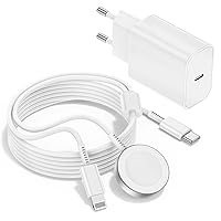 Apple Watch Charger, Upgraded 2-in-1 USB C Charger Cable for iPhone & Watch, [Apple MFi Certified] iWatch Charging Cable 2 m with 20 W Quick Charger for Apple Watch Series 8/7/6/5/4/SE & iPhone 14 13