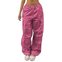 Parachute Pants for Women Drawstring Baggy Cargo Pants Y2K Trouser Low Rised Jogger Sweatpants