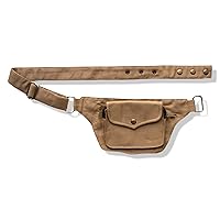 Cotton Pocket Belt | 2 pocket Utility Belt Fashion | travel belt, festival belt, hip bag, belt bag for sports hiking travel bicycling, party purse, fanny pack, vendor belt, money belt (Beige)