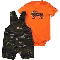 Carhatt BabyBoys ShortSleeve Bodyshirt & Canvas Shortall Set