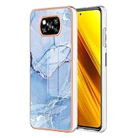 XYX Case Compatible with Xiaomi Poco X3 NFC, Electroplated Marble TPU Slim Full-Body Stylish Shockproof Protective Case Cover for Poco X3 NFC, Blue