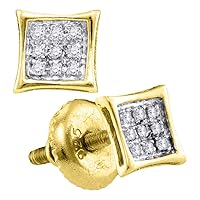 The Diamond Deal Yellow-tone Sterling Silver Unisex Round Diamond Kite Cluster Stud Earrings 1/20 Cttw