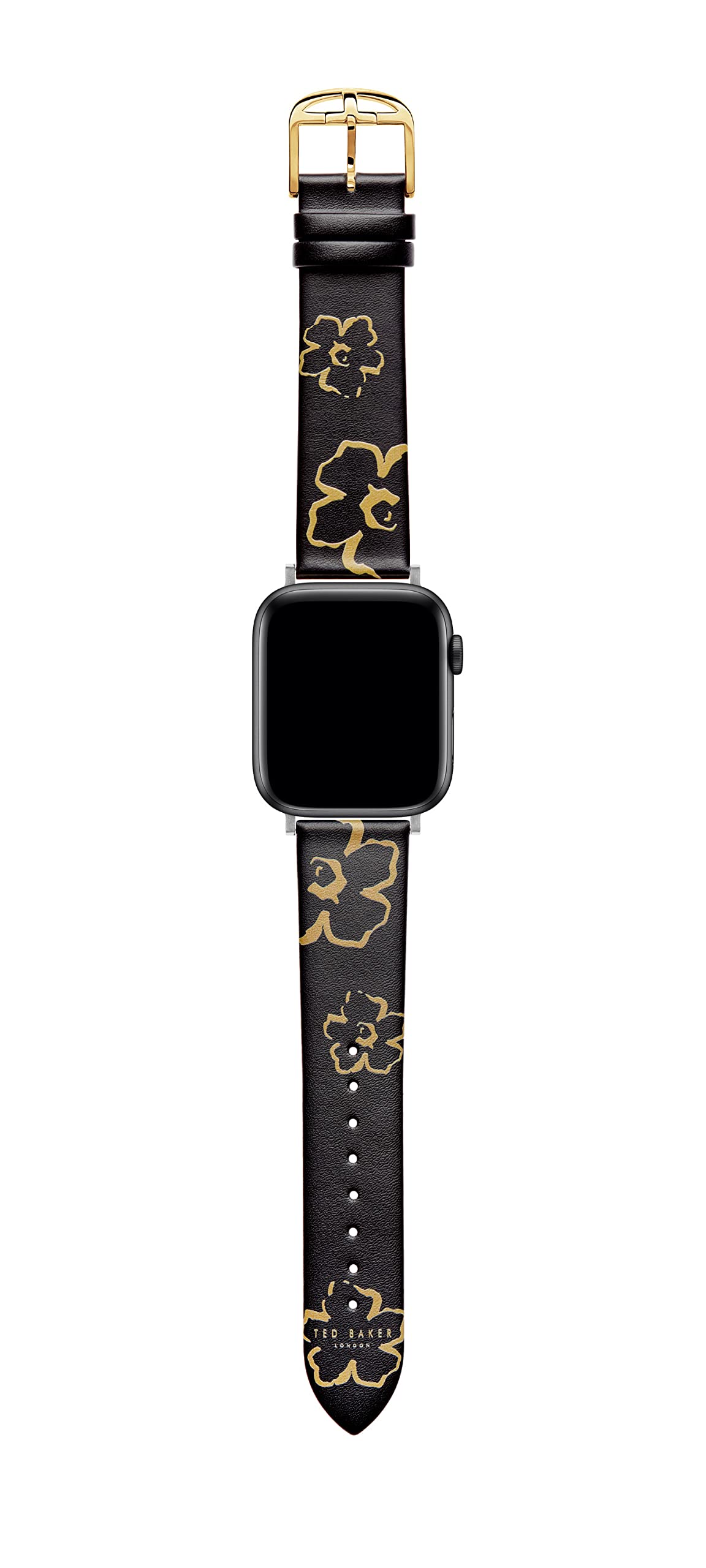 Ted Baker Dark Grey Leather Strap Magnolias for Apple Watch® (Model: BKS42S205B0)