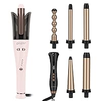 Prizm 5-in-1 Curling Iron Wand Set and Anti-Scald Automatic Hair Curler Bundle