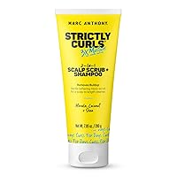 2-in-1 Scalp Scrub and Shampoo, Strictly Curls - Deep Cleansing & Exfoliating Shampoo for Curly Hair Removes Buildup with Coconut Oil, Marula Oil, Shea Butter & Bentonite Clay - 7.05 Oz