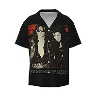 The Sisters of Mercy Men's Fashion Hawaiian T Shirt Funny Button Down T-Shirts Short Sleeve Tops