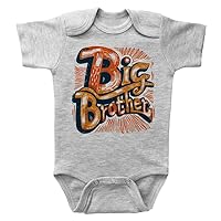 Baffle Brother Onesie, BIG BRO - RETRO, Sunny, Baby Onesie, Unisex Baby Clothes, Kids Onesie, Short Sleeve Romper, Infant