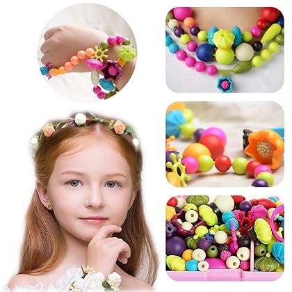 GILI Pop Beads - Jewelry Making Kit for 3 4 5 6 7 8 Year Old Little Girls - Arts and Crafts Toys for Kids Age 4yr-8yr - Necklace Bracelet Creativity Snap Set Top Best Christmas Birthday Gifts (500pcs)