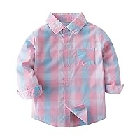 Infant Autumn and Winter Boys Long Sleeved Plaid Collar Buttons Shirt Boys Daily Casual Shirt Baby Twin Girl