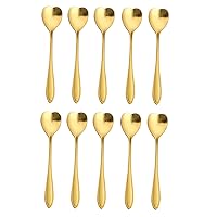 20 Pieces Stainless Steel Coffee Spoon Creative Dessert Spoons for Sugar, Stir, Ice Cream, Cake, Teaspoon Set Heart Shaped Spoons Gold