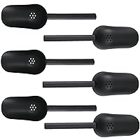 [6 Count] Slotted Plastic Ice Scooper For Ice Maker, ice scoop for freezer, Mini Ice Scoop With Drain Holes, Black Color, One Cup Of Ice Cube, Multi-Purpose [9 Inches]