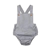 Newborn Baby Summer Romper Unisex Solid Color Button Jumpsuit Sleeveless Backless Overalls Outfits 1Pcs