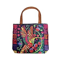 Extra Large Multicolored Hummingbird Floral Embroidered Brown Suede Tote Purse Bag Fashion Handmade Boho Travel Accessories