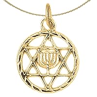 Jewels Obsession Silver Star Of David Necklace | 14K Yellow Gold-plated 925 Silver Star of David with Menorah Pendant with 18