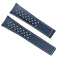 Ewatchparts LEATHER STRAP BAND 22MM COMPATIBLE WITH TAG CARRERA MONACO 1887 CALIBRE 11 16 BLUE PERFORAT