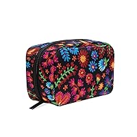 Vector Seamless Embroidery Pattern Printing Cosmetic Bag with Zipper Multifunction Toiletry Pouch Storage Bag for Women