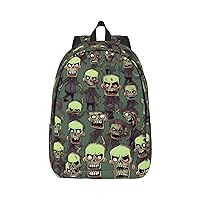 Many Zombies Print Canvas Laptop Backpack Outdoor Casual Travel Bag Daypack Book Bag For Men Women