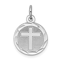 Solid 925 Sterling Silver Crucifix Cross Disc Customize Personalize Engravable Charm Pendant Jewelry Gifts For Women or Men (Length 0.78